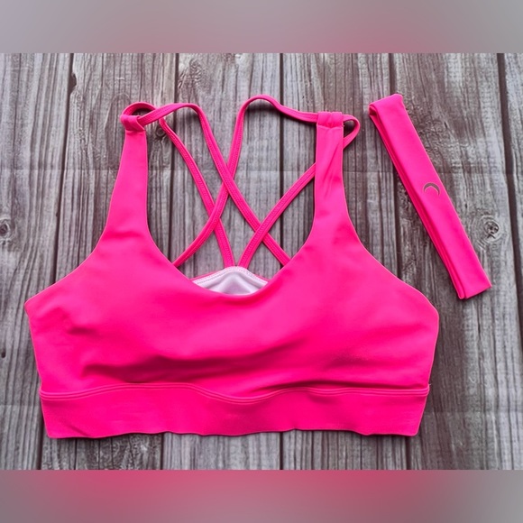 ZYIA Other - ZYIA Light n Tight Strappy Bra with Matching Headband Hot Pink Size XL
